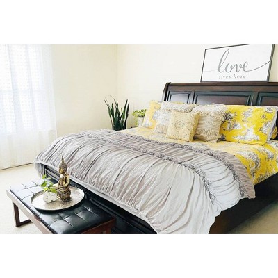 French Country Toile Yellow & White Cotton Full Quilt Set