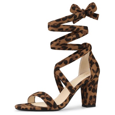 Allegra K Women's Back to College Lace Up Block Heels Sandals
