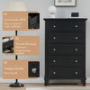 5 Drawer Dresser, Wooden Storage Chest of Drawers with Metal Handles, Wide TV Stand, Modern Drawer Organizer for Bedroom, Living Room - 2 of 4