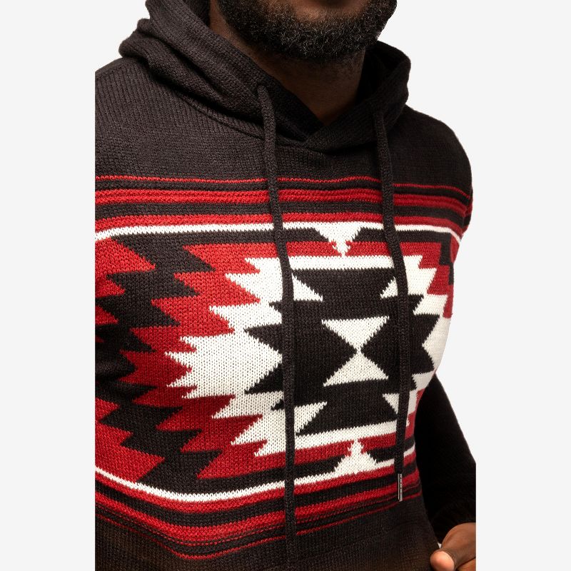 X RAY Men's Slim Fit Knitted Hoodie Sweater, Casual Aztec Hooded Pullover Top, 5 of 7