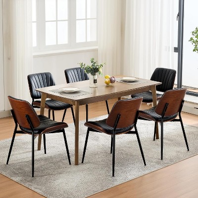 thumbnail image 2 of Jovego Mid-Century Modern Dining Chairs – Set Of 2 – Black PU Leather, Metal Frame – Assembly Required 2 of 3