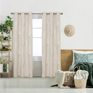 Deconovo Gold Wave 52 Width Curtain (2 Panel) - 1 of 4