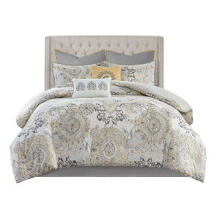 Gracie Mills Leo 8 Piece Reversible Cotton Floral Comforter Set - 1 of 4