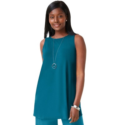 Jessica London Women's Plus Size Stretch Knit Tunic Tank