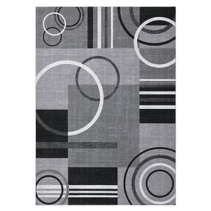 rea Rug Machine Washable Rug Non Slip Non Shedding Indoor Carpet Modern Geometric Circles Design Low Pile Foldable Rug for Bedroom Living Room - 1 of 4