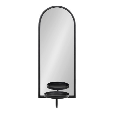 Ezerin Black Metal and Mirror Arched Wall Sconce, 16"