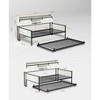 SeaCamel  Twin Daybed with RGB LED Lights & USB Charging Station, Height Adjustable Metal Sofa Bed Frame with Pop-Up Trundle, Black - 3 of 4
