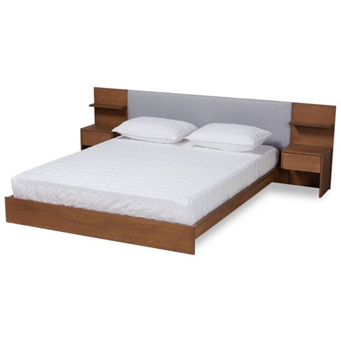 Queen bed frame with outlet nightstands