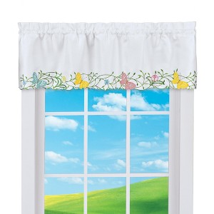 Collections Etc Exquisite Faux Suede Butterfly Embroidered Floral Window Valance - 1 of 2