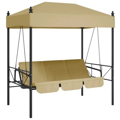 Patio Swing Bench with Canopy Sand Steel