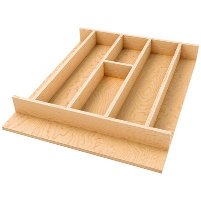 Natural Maple Wood Utensil Drawer Insert with 7 Compartments