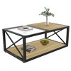 Racxily Modern Coffee Table, Tempered Glass & MDF Top with Industrial Style for Bedroom & Living Room - 2 of 4