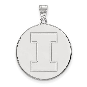 Black Bow Jewelry 14k White Gold Illinois Fighting Illini NCAA Extra Large Pendant - 1 of 3