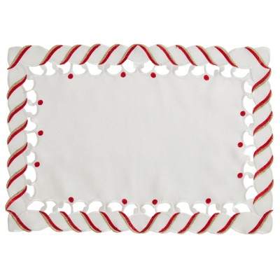 Saro Lifestyle Candy Cane Stripe Border Christmas Holiday Placemat (set of 4 pcs)