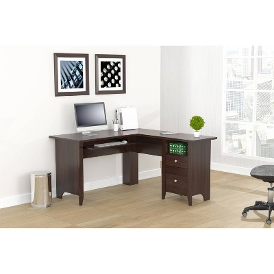 L Shaped Computer Writing Desk Espresso - Inval