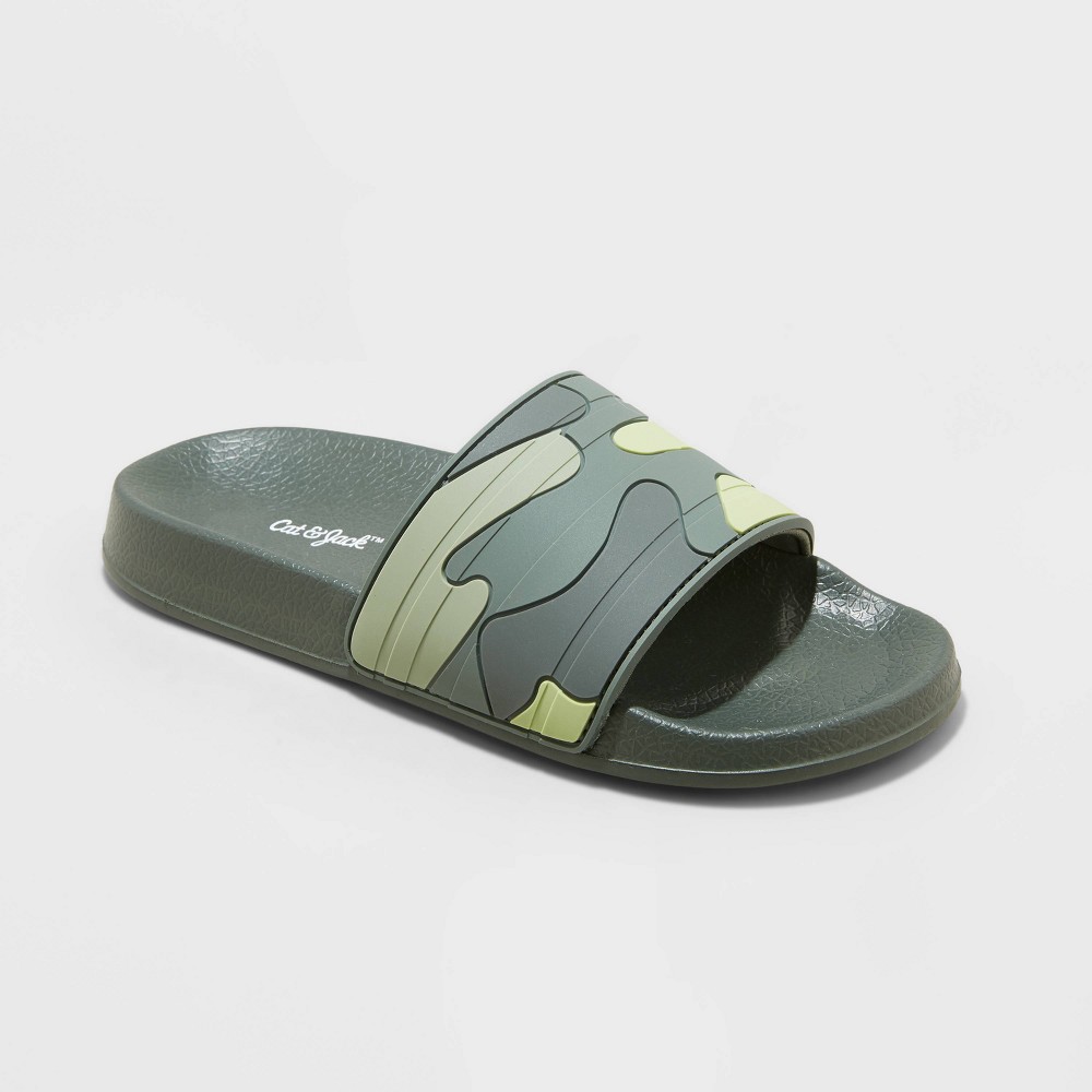 Kids' Nikko Slip-On Slide Sandals - Cat & Jack Camo XL, Green