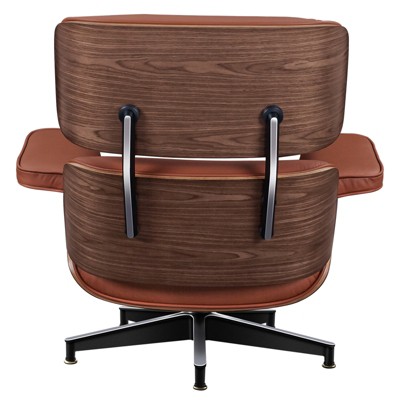 HomeRoots 27" Brown and Light Brown Tufted Genuine Leather Swivel Lounge Chair With Ottoman