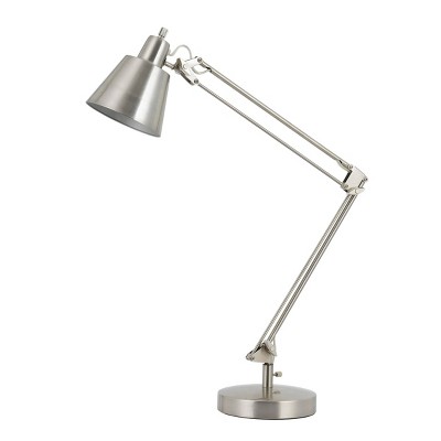 27" AdjusDesk Metal Udbina Desk Lamp with Arm Brushed Steel - Cal Lighting