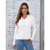 Womens Button Down Waffle Knit Cardigan Sweaters with Crew Neck Open Front Long Sleeve At Waist Jacket,White - 2XL - 4 of 4