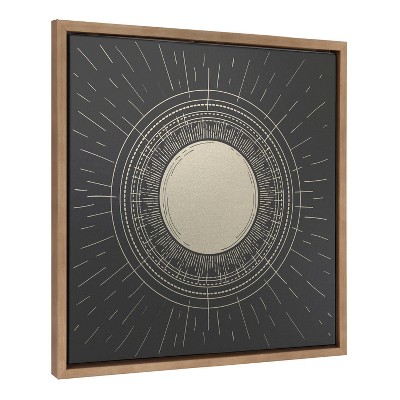 Kate & Laurel All Things Decor 22"x22" Sylvie Full Moon Sun Mystic Boho Night Sky Astrology Framed Metallic Canvas Wall Art