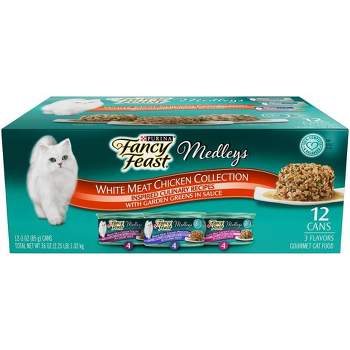 Purina Fancy Feast Medleys Gourmet Wet Cat Food White Meat Chicken with Garden Greens In Sauce - 3oz/12ct Variety Pack