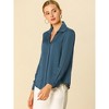 INSPIRE CHIC Women's Elegant V Neck Long Sleeve Office Work Satin Shirt - 4 of 4