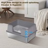 Large Stainless Steel Semi-Closed Cat Litter Tray,  Easy to Clean, High Removable Metal Cat Litter Tray with Non-Slip Mat, Cat Litter Scoop - 4 of 4