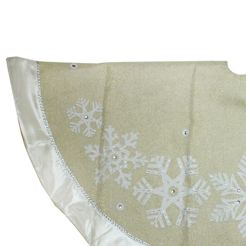 Northlight 48" Gold and Silver Bordered Snowflake Christmas Tree Skirt, 3 of 5