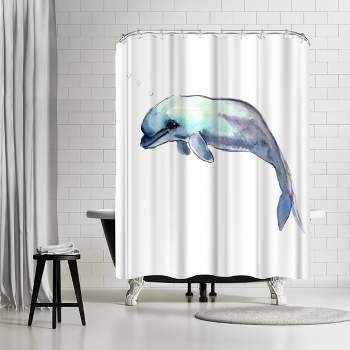 Americanflat 71" x 74" Shower Curtain, The Beluga Whale by Suren Nersisyan