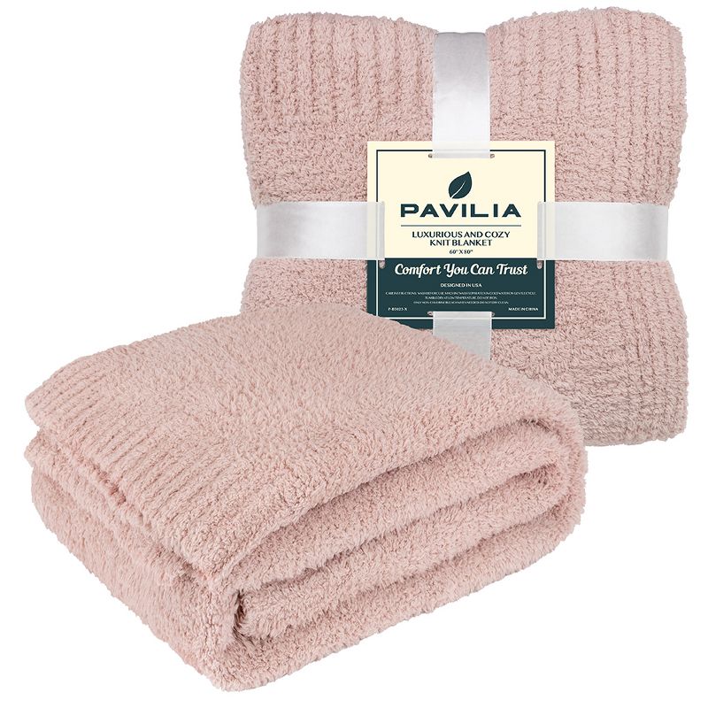 PAVILIA Plush Knit Throw Blanket for Couch Sofa Bed, Super Soft Fluffy Fuzzy Lightweight Warm Cozy All Season, 2 of 8