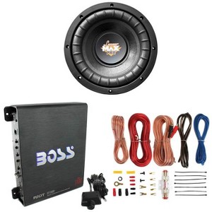 Lanzar 8" 800W Power Car Subwoofer and Boss R1100M 1100W Mono Amp w/ Amp Kit - 1 of 4