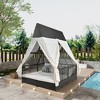 Outdoor Adjustable Daybed with Canopy & Cushions – PE Rattan, 4 Reclining Positions, Privacy Curtains – for, Poolside, Garden-- Frevyn - 2 of 4