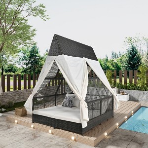 YOOCOZZ  Outdoor Daybed with Adjustable Backrest & Curtains - 1 of 4
