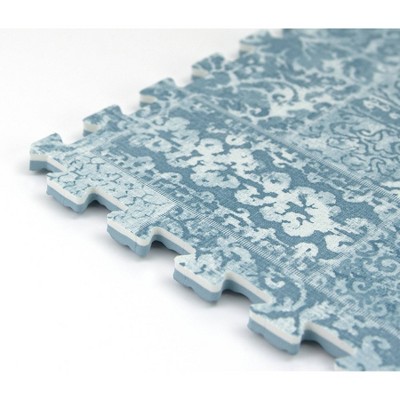 Blue Distressed Boho Foam Interlocking Floor Tiles