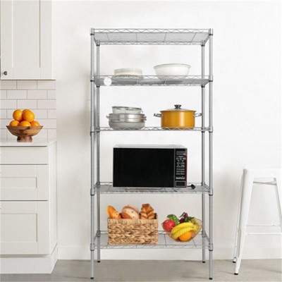 5-Shelf Storage Rack Silver Gray