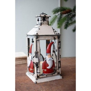 Recycled Iron Santa Lantern, 15" H, Distressed Christmas Decor By Kalalou - 1 of 4