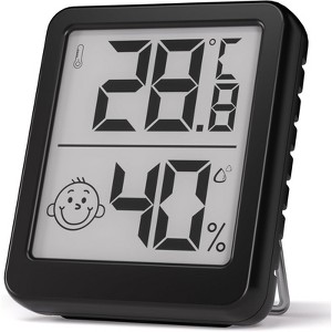 FONTOI Digital Hygrometer Indoor Thermometer, Room Temperature and Humidity Monitor Meter for Baby Room, Greenhouse, Black, 1.85"*0.55"*2.24" - 1 of 4