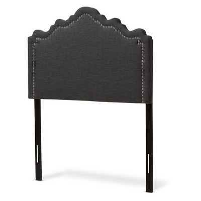 Queen Nadeen Modern Fabric Headboard with Nailhead Trim - Baxton Studio: Adjustable, Polyester, Rubberwood