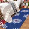 Washable Rug Christmas Rug for Living Room Non-Slip Snowflakes Floor Cover Low Pile  Foldable Green Christmas Rugs - 2 of 4