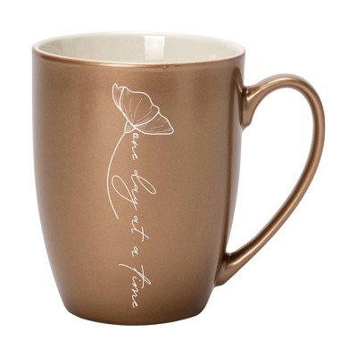 Elanze Designs One Day At A Time Bronze 10 ounce New Bone China Coffee Cup Mug