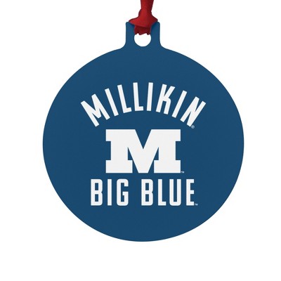 Millikin University Big Blue Logo Aluminum Holiday Christmas Tree Ornament