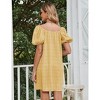 Clearlove Women Summer Back Bow Tie Mini Dress Square Neck Puff Short Sleeve A Line Dress - 4 of 4