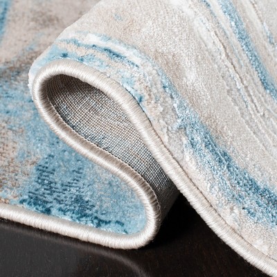 Meadow 6'7" Square Beige and Blue Abstract Area Rug