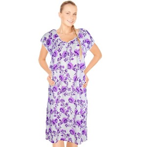 JEFFRICO Womens Nightgowns Short Sleeve Sleepwear Soft Pajama Dress Nightshirts - 1 of 4