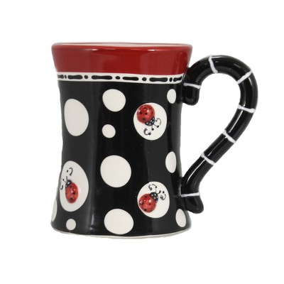 Tabletop 4.5" Ladybug Mug Raised Carla Grogan Burton & Burton  -  Drinkware