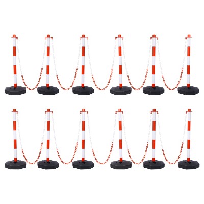 Traffic Delineator Post Cones with Fillable Base, Adjustable Plastic Safety Barrier with 5Ft Plastic Chain