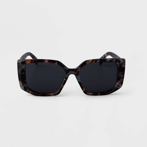 Square-frame sunglasses in blue tortoiseshell