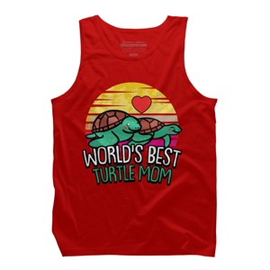 Men's Design By Humans World's Best Turtle Mom Retro Stripes By animalshop Tank Top - 1 of 2
