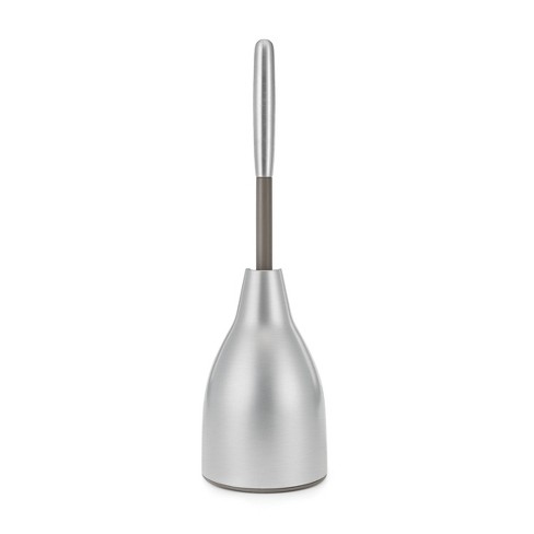 simplehuman Toilet Plunger and Caddy, Stainless Steel, White 