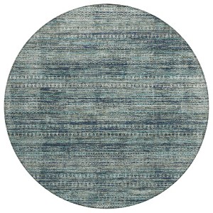 Teal Blue And Ivory Striped Washable Indoor Outdoor Area Rug - 1 of 4